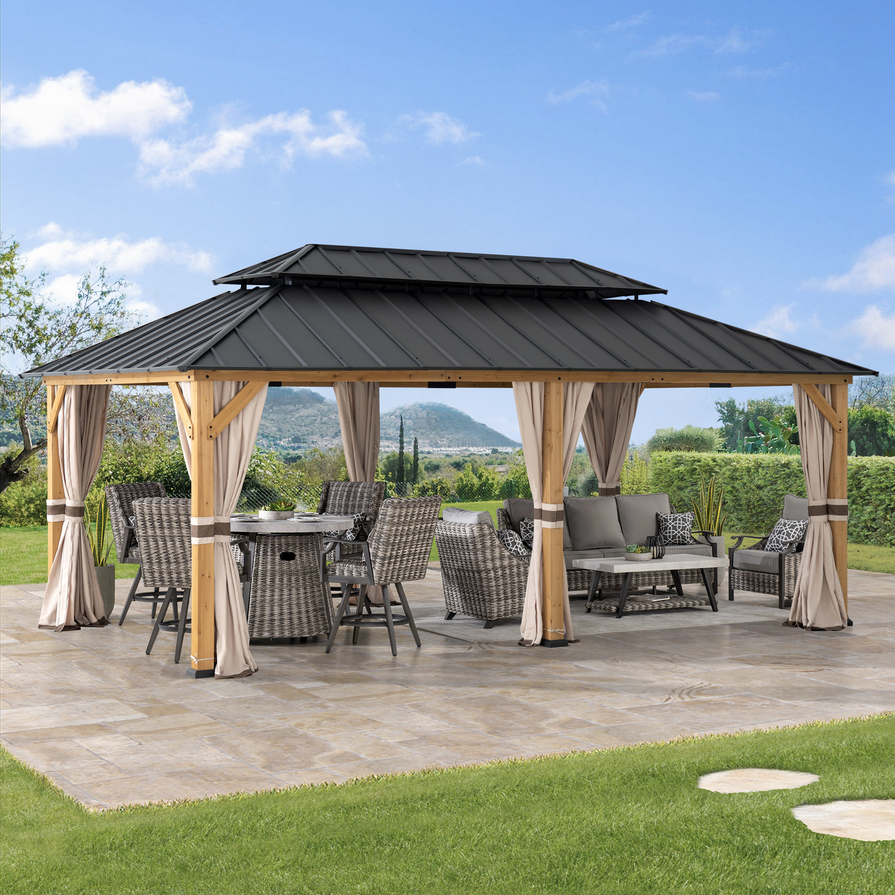 SUNJOY+12x20+Cedar+Wood+Gazebo